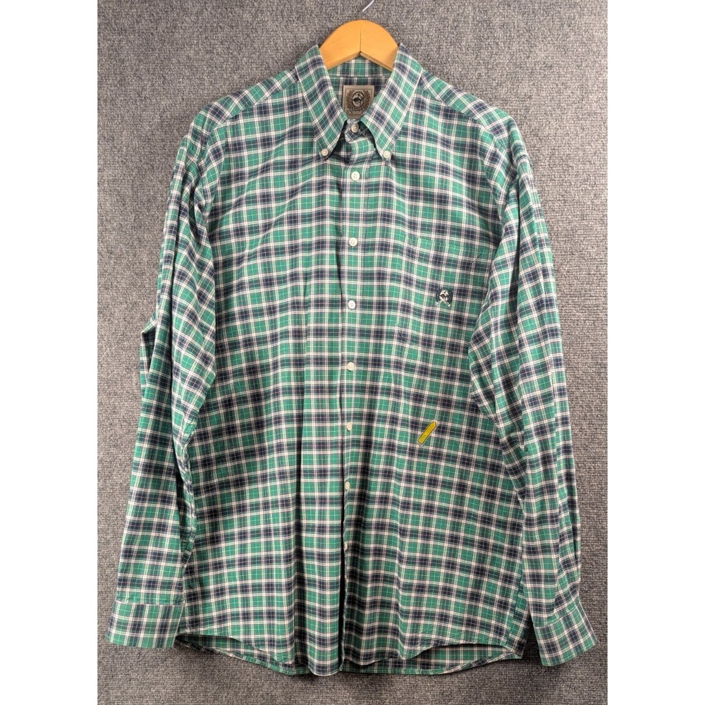 Cinch Mens Sportsman Green Blue Plaid Western Button Down Shirt Long Sleeve L